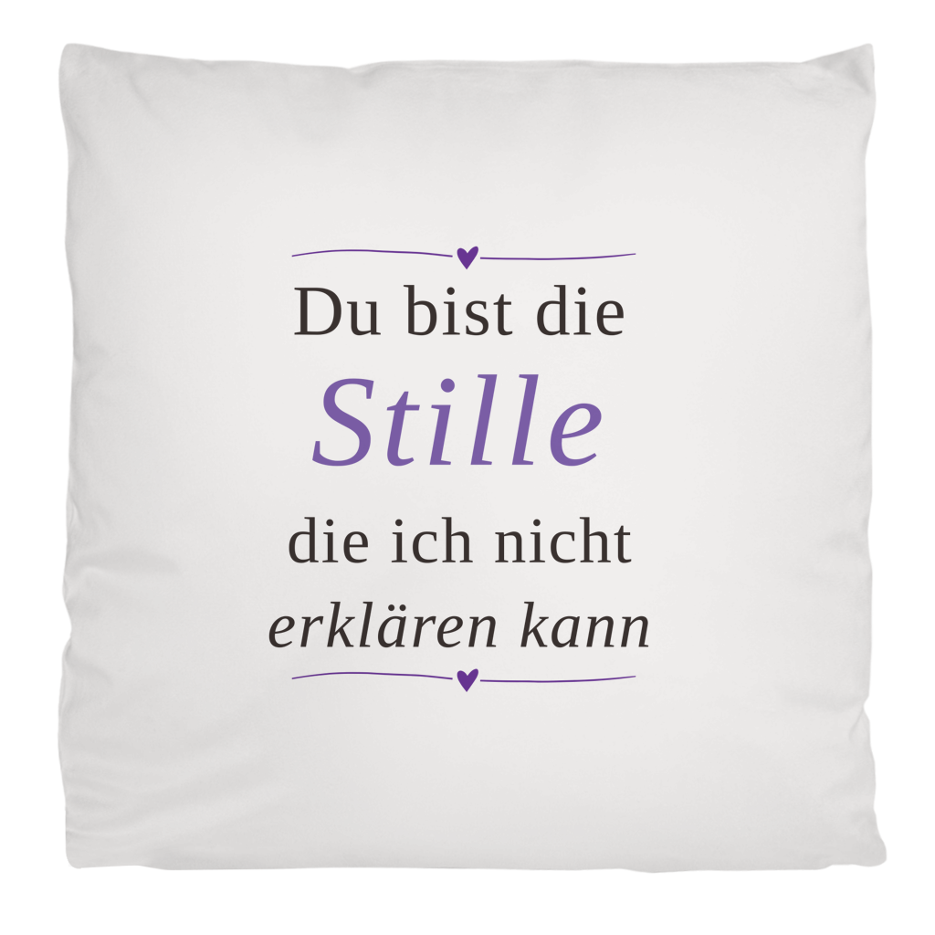 Flauschiges Kopfkissen mit der Botschaft 'Du bist die Stille, die ich nicht erklären kann' von Wortmelodie Moments.