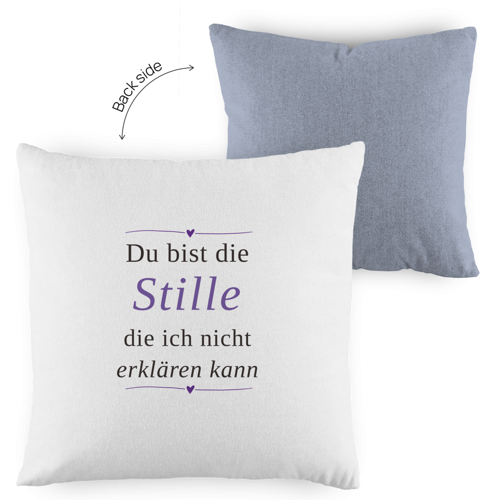 Kopfkissen zweifarbig – „Du bist die Stille, die ich nicht erklären kann" | Wortmelodie Moments – Bild 2
