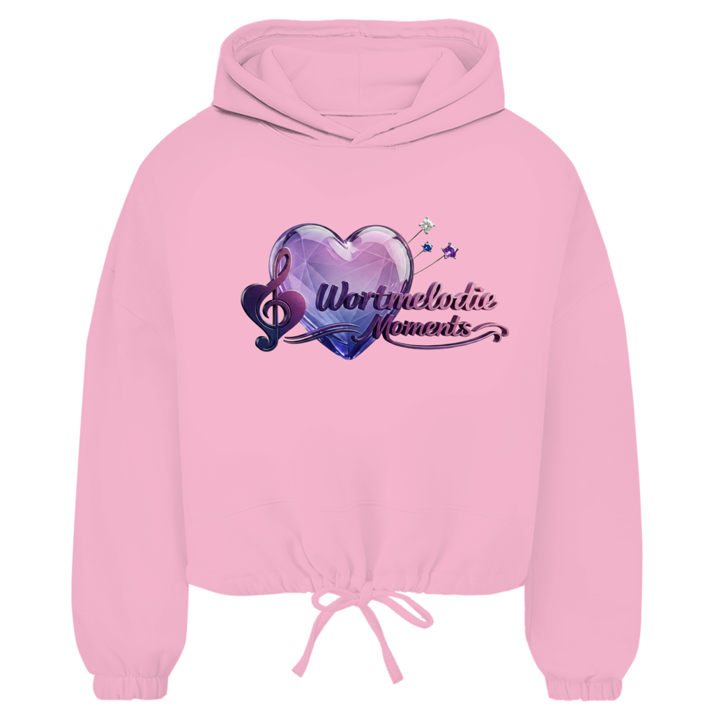 Damen Cropped Oversize Hoodie Wortmelodie mit Herz