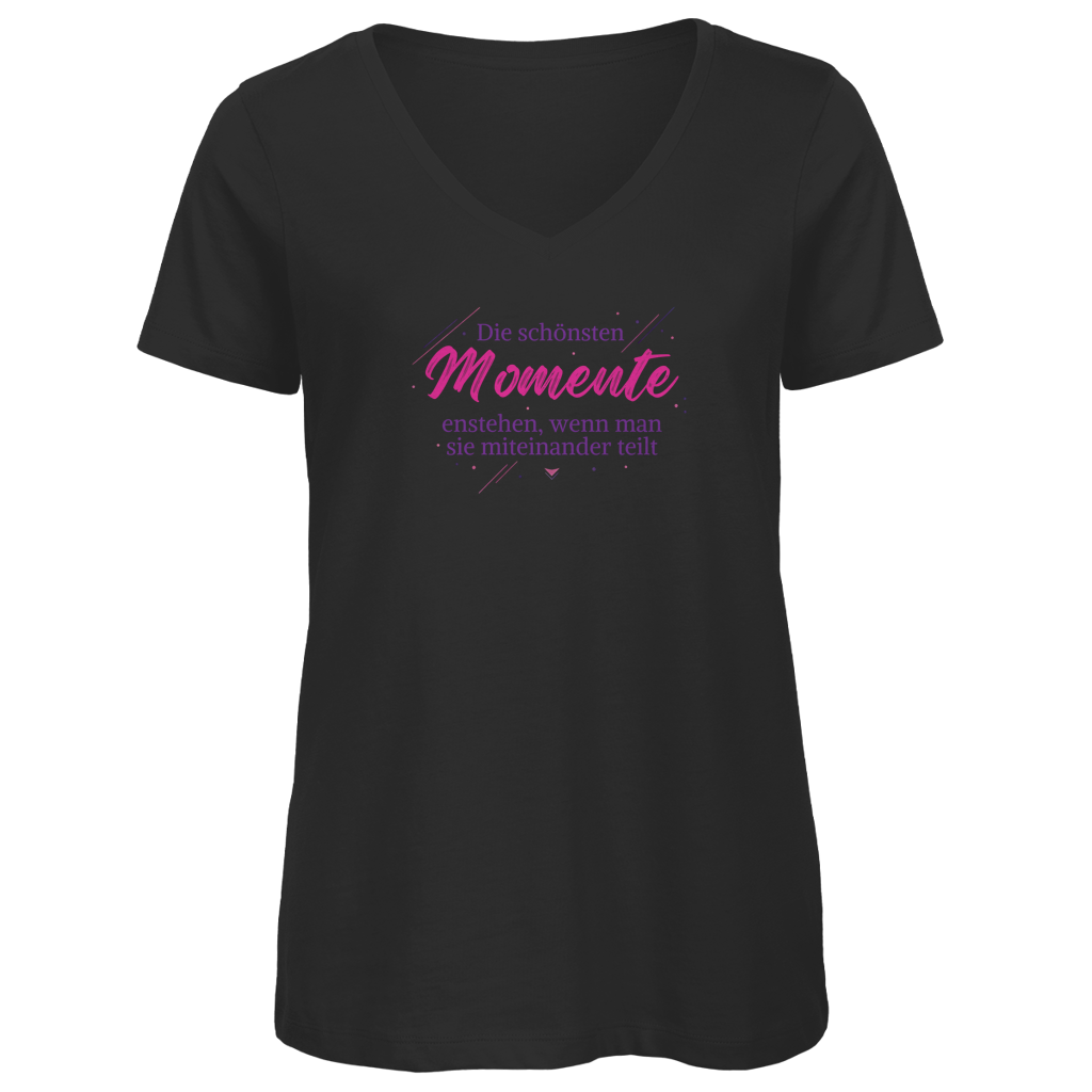 Damen Premium V-Neck T-Shirt Die schönsten Momente enstehen, ...
