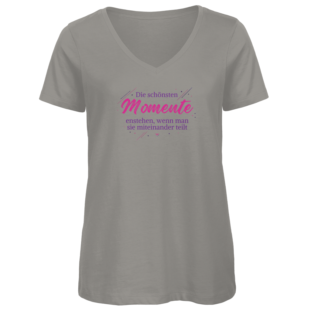 Damen Premium V-Neck T-Shirt Die schönsten Momente enstehen, ... - Wortmelodie Moments
