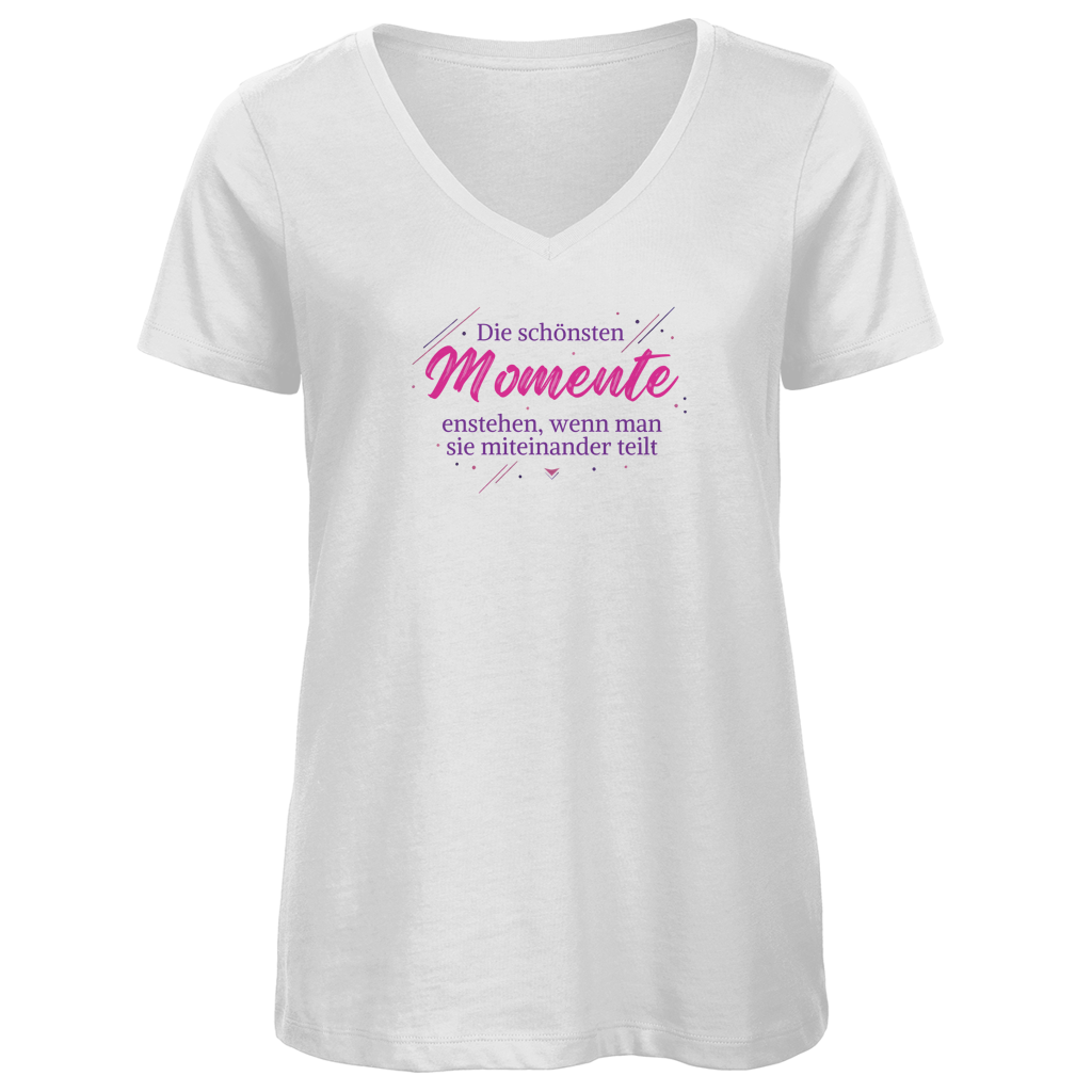 Damen Premium V-Neck T-Shirt Die schönsten Momente enstehen, ... - Wortmelodie Moments