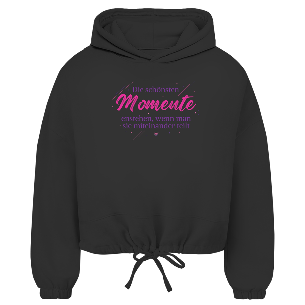 Damen Cropped Oversize Hoodie Die schönsten Momente enstehen, ...