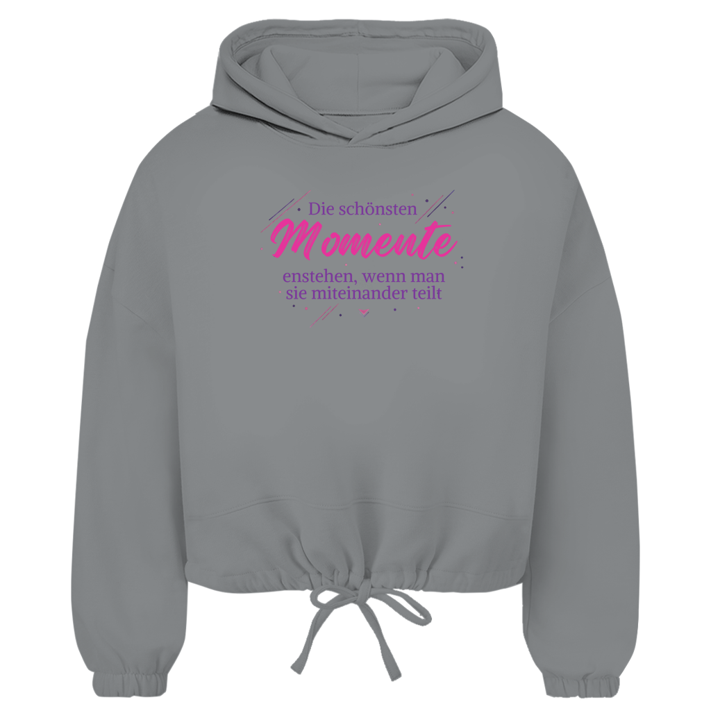 Damen Cropped Oversize Hoodie Die schönsten Momente enstehen, ...