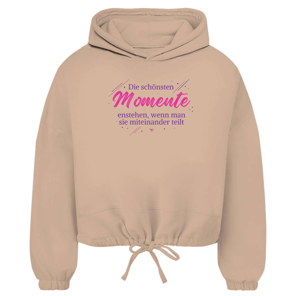 Damen Cropped Oversize Hoodie Die schönsten Momente enstehen, ... - Wortmelodie Moments