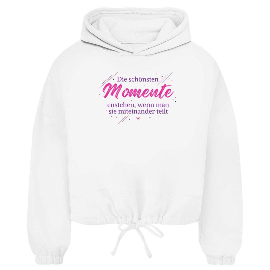 Damen Cropped Oversize Hoodie Die schönsten Momente enstehen, ... - Wortmelodie Moments