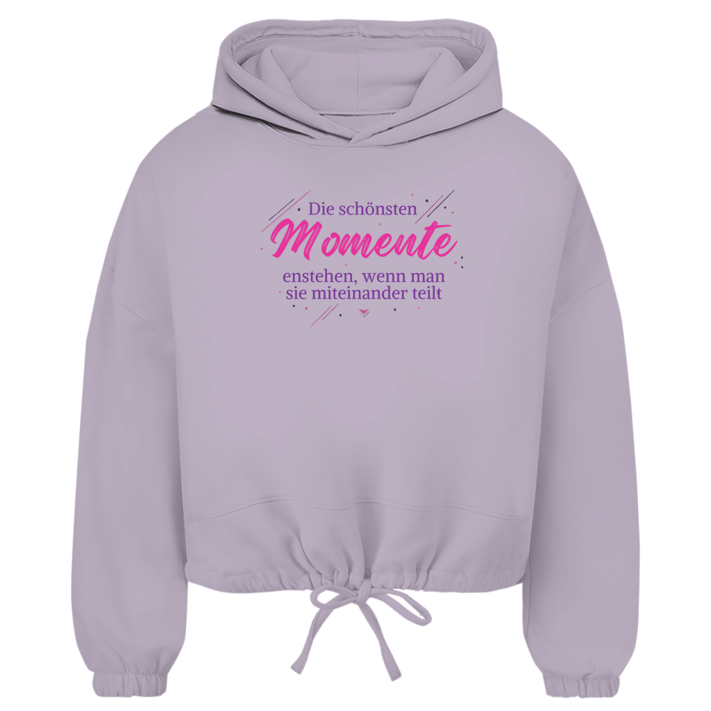 Damen Cropped Oversize Hoodie Die schönsten Momente enstehen, ... - Wortmelodie Moments