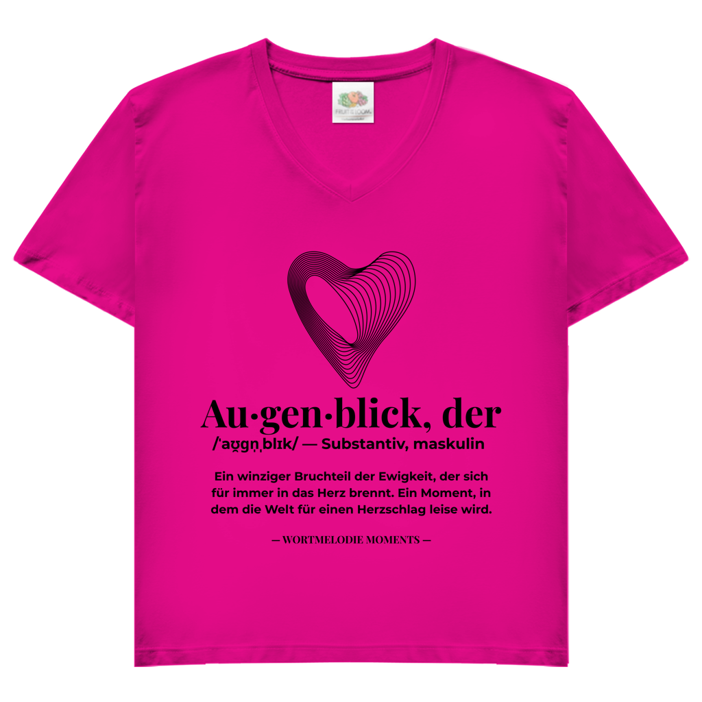 Damen Basic V-Neck T-Shirt Augenblick - Wortmelodie Moments
