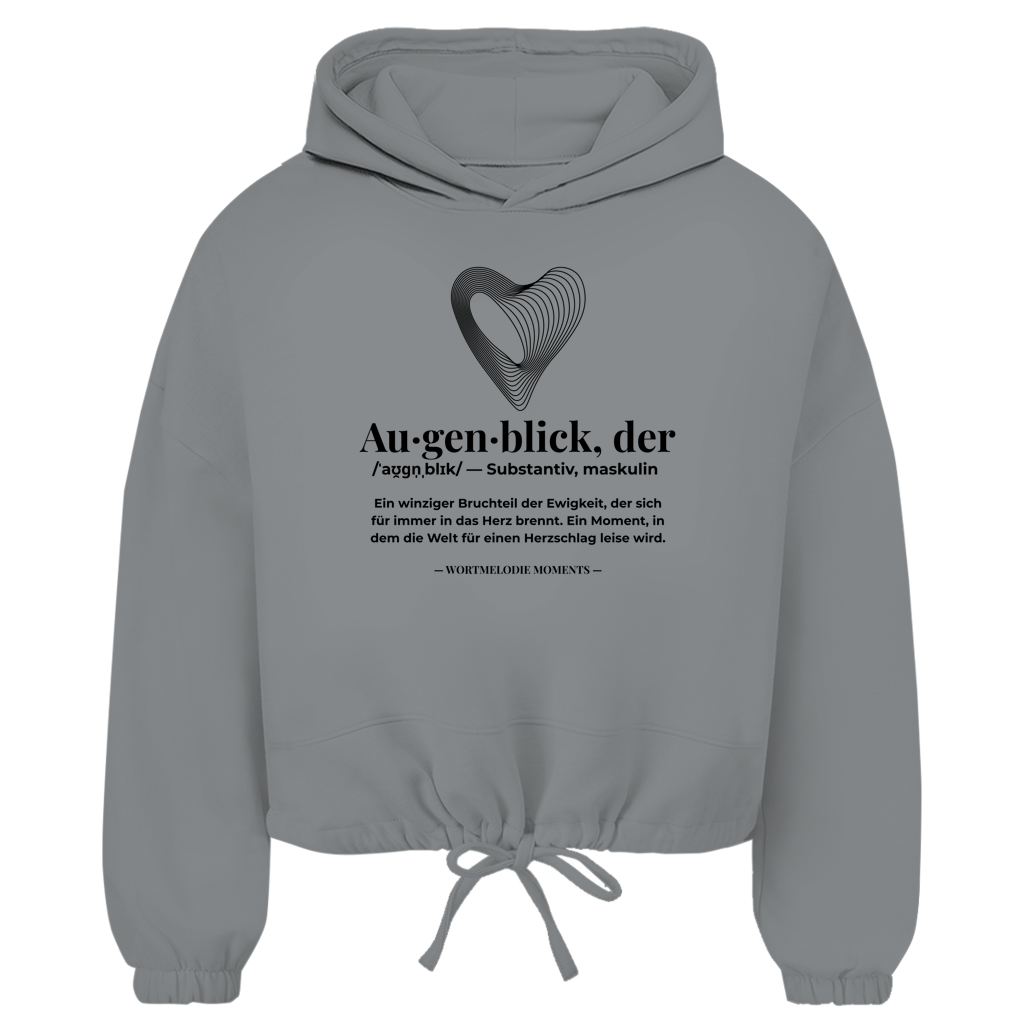 Damen Cropped Oversize Hoodie Augenblick - Wortmelodie Moments