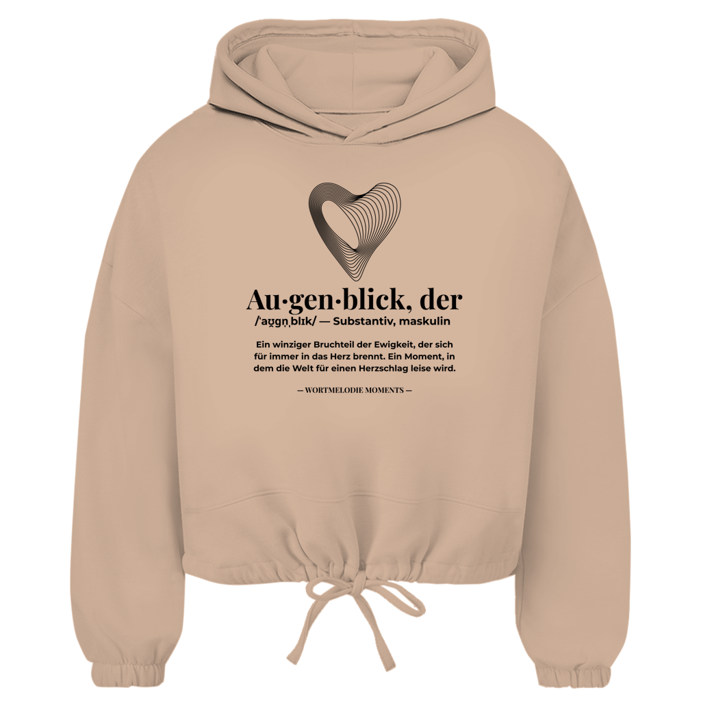 Damen Cropped Oversize Hoodie Augenblick - Wortmelodie Moments