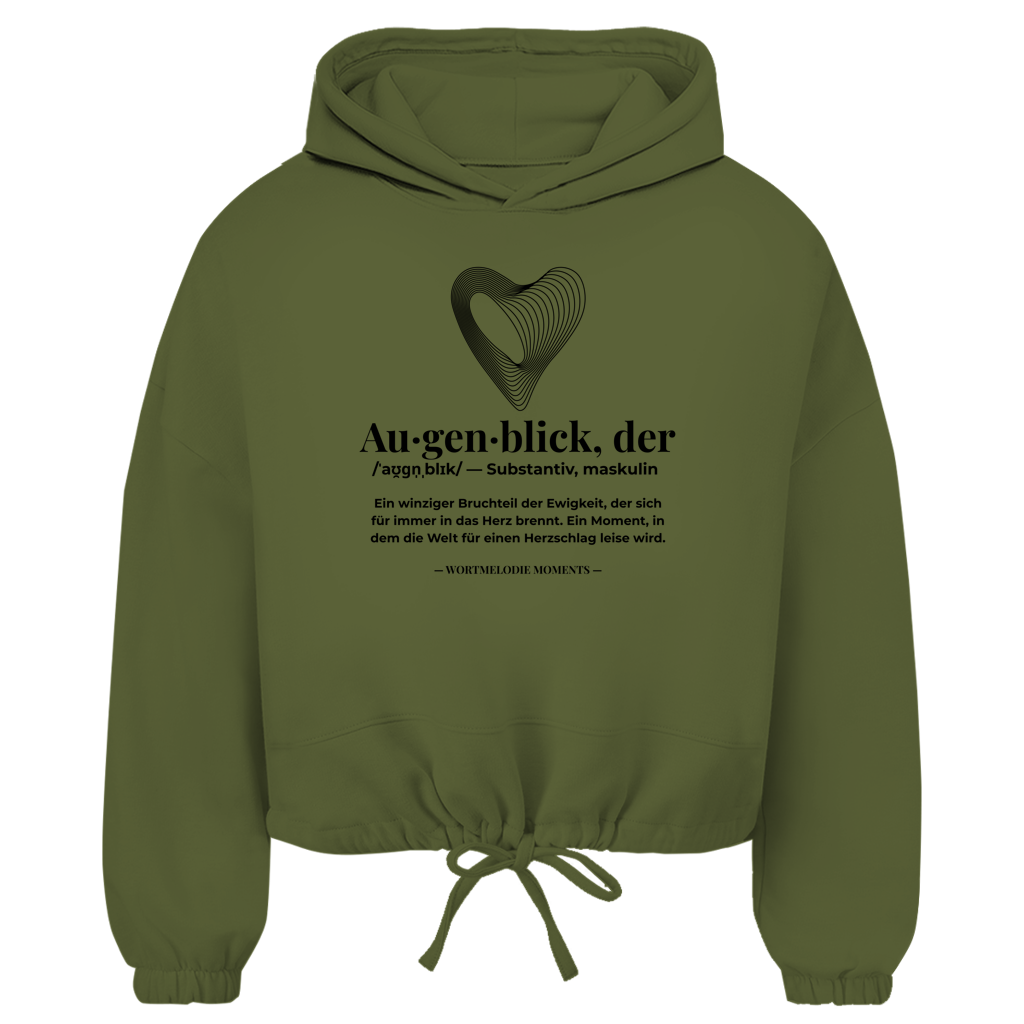 Damen Cropped Oversize Hoodie Augenblick - Wortmelodie Moments