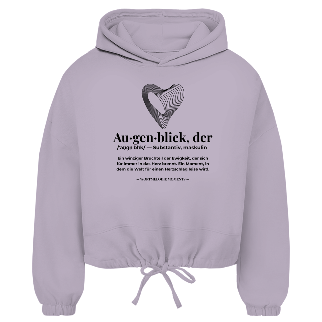 Damen Cropped Oversize Hoodie Augenblick - Wortmelodie Moments