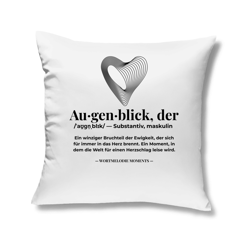 Hochwertiges Kopfkissen Augenblick von Wortmelodie Moments in 40x40 cm für besten Schlafkomfort.