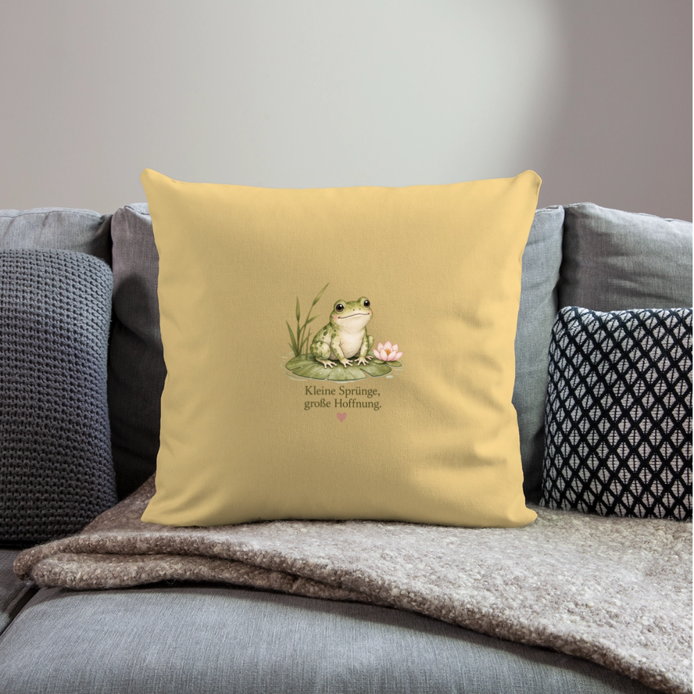 Sofakissen mit Füllung 44 x 44 cm Frosch Kleine Sprünge, große Hoffnung - Hellgelb