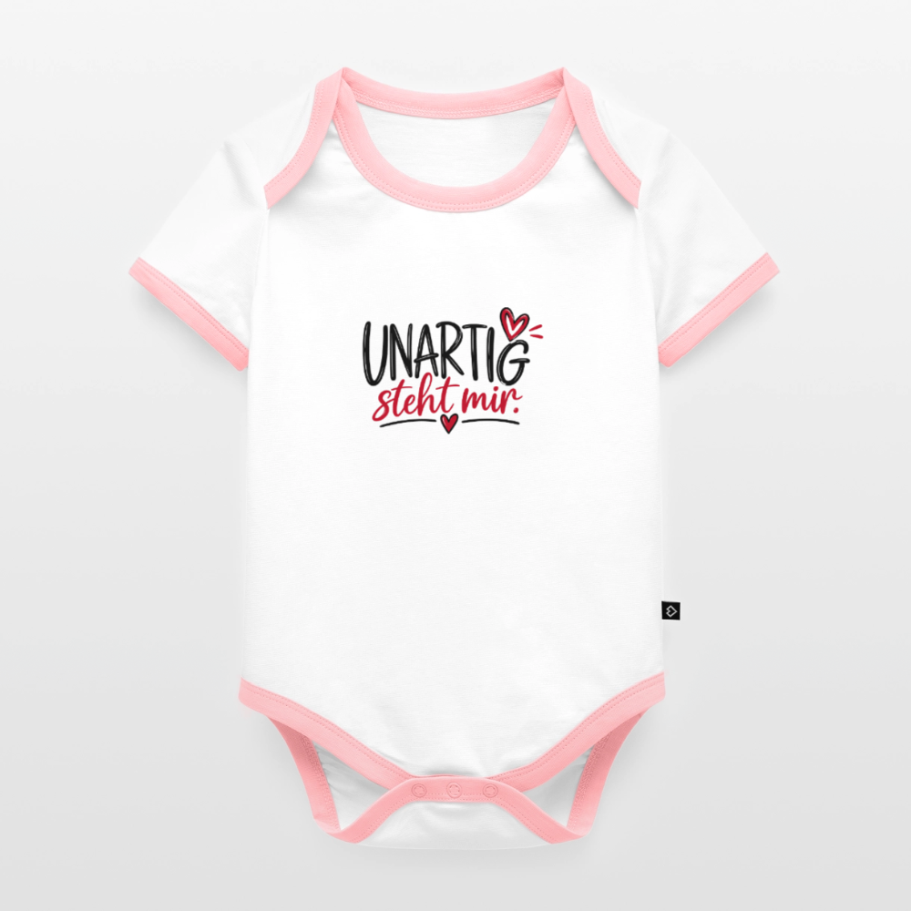 Baby Bio-Kurzarm-Kontrastbody - Weiß/Rose 
