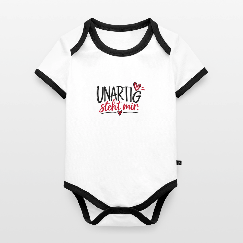 Baby Bio-Kurzarm-Kontrastbody - Weiß/Schwarz 