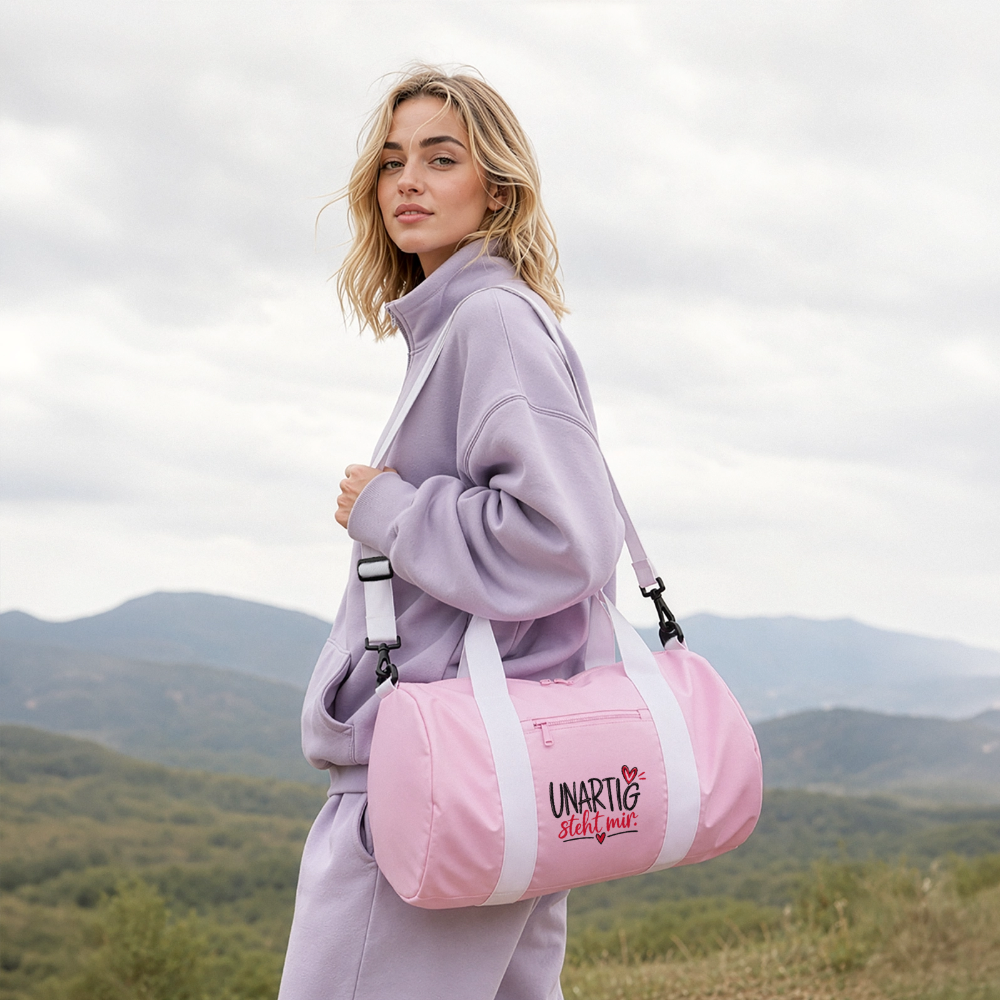Recycelte Duffel Bag - Rosa/Weiß
