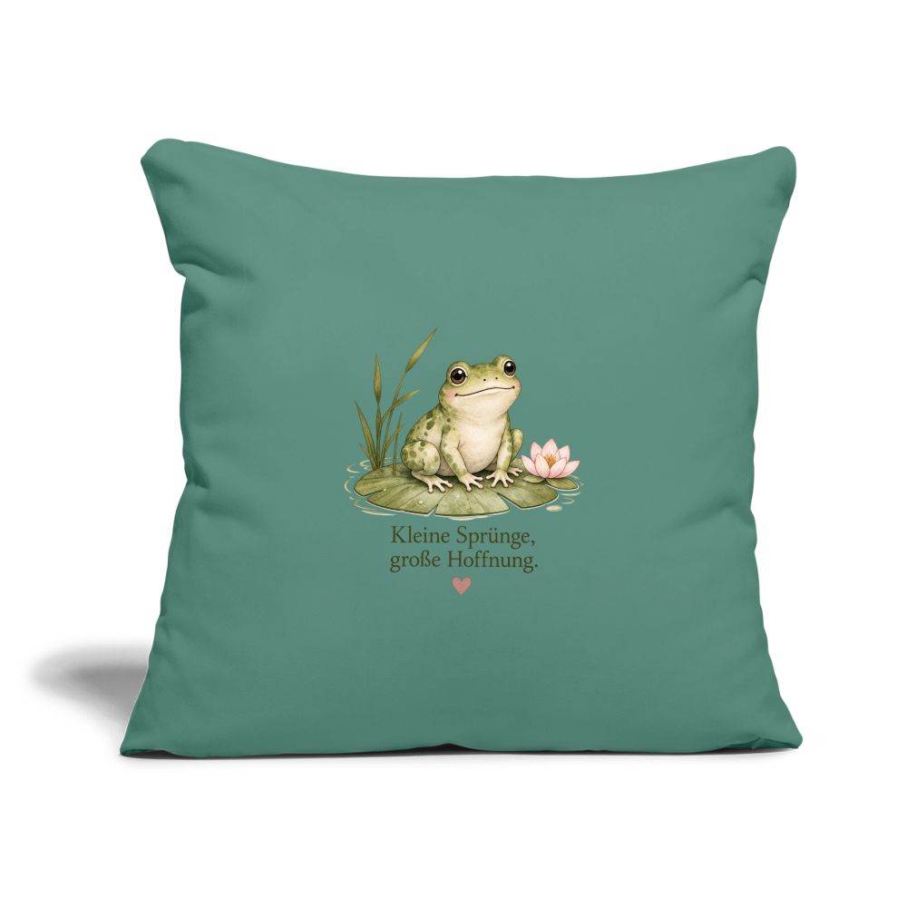 Sofakissen mit Füllung 44 x 44 cm Frosch Kleine Sprünge, große Hoffnung - Tanngrün