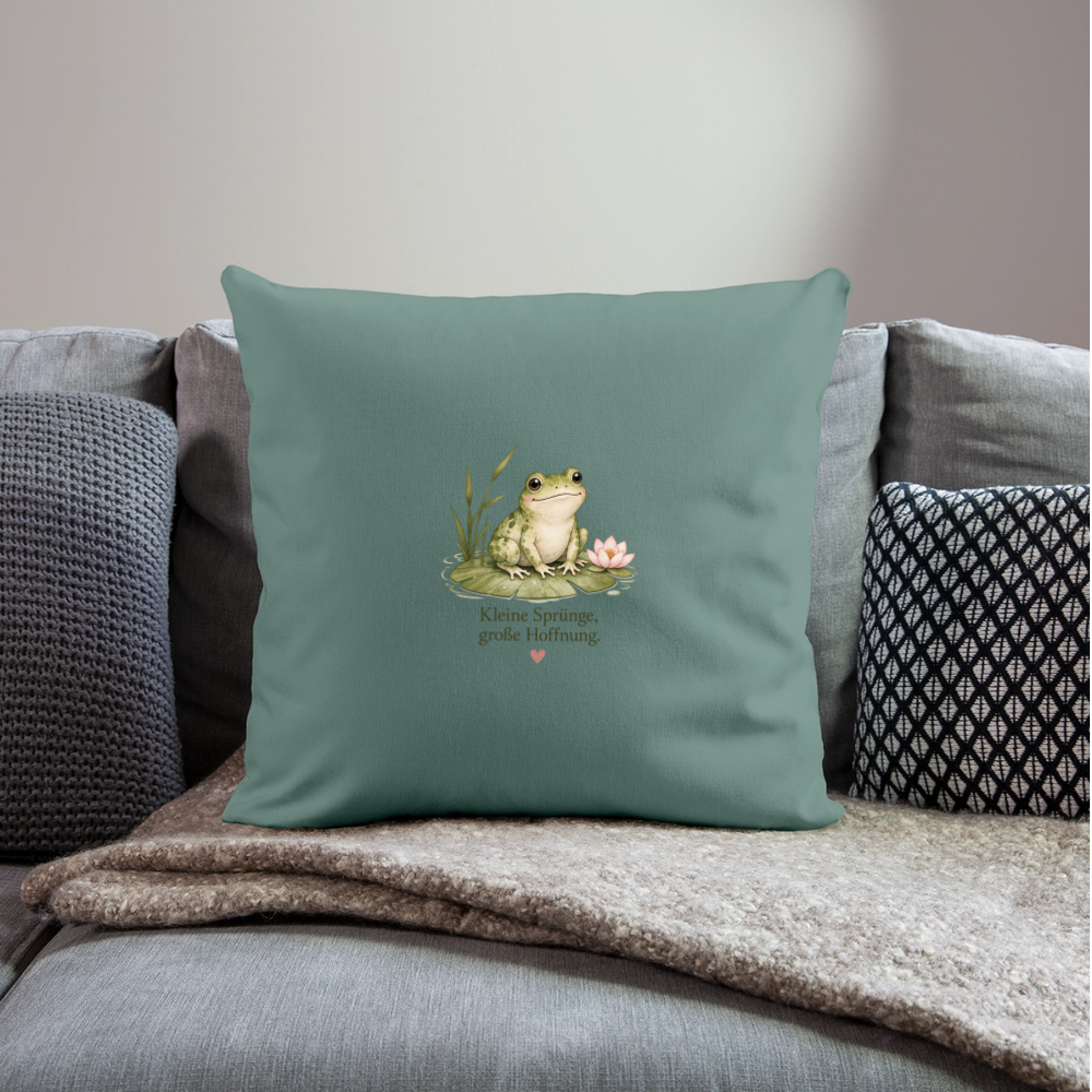 Sofakissen mit Füllung 44 x 44 cm Frosch Kleine Sprünge, große Hoffnung - Tanngrün