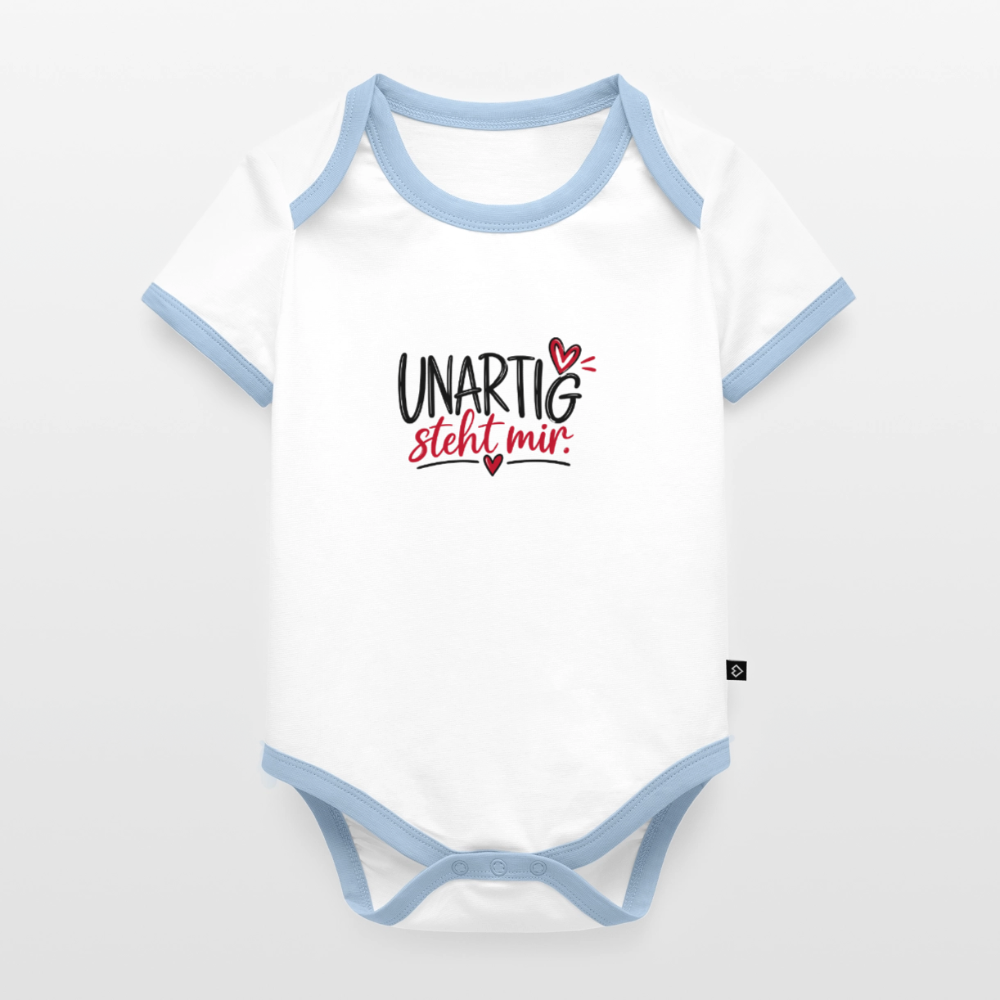 Baby Bio-Kurzarm-Kontrastbody - Weiß/Hellblau 