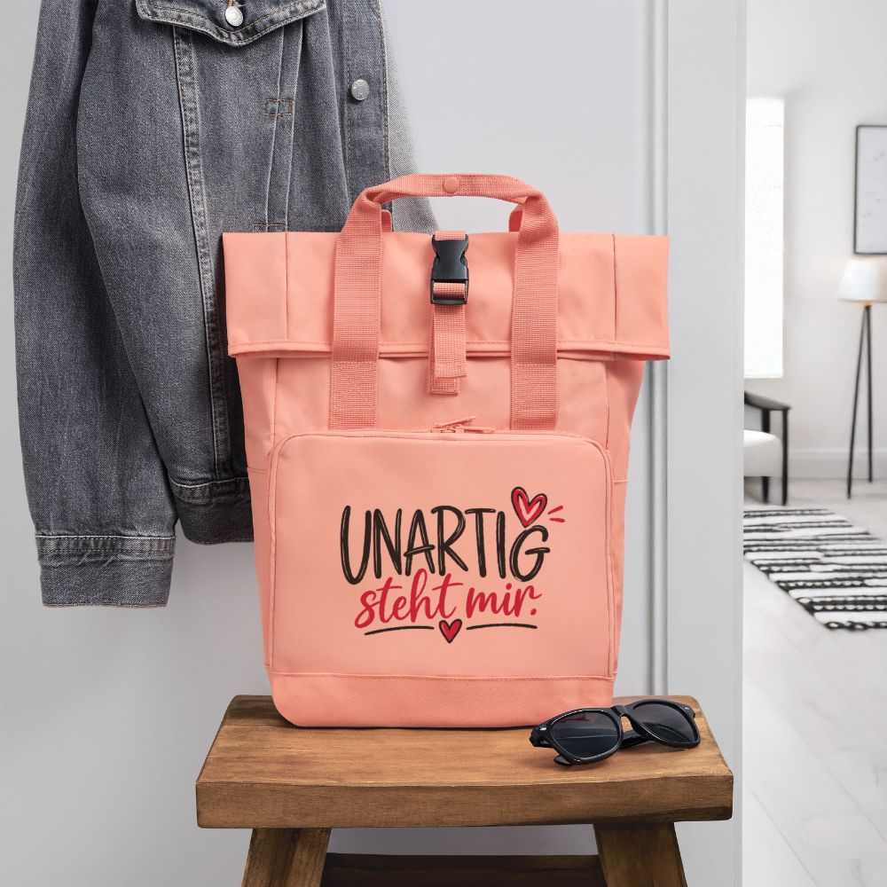 Rolltop Rucksack mit zwei Griffen - Chintzrosa