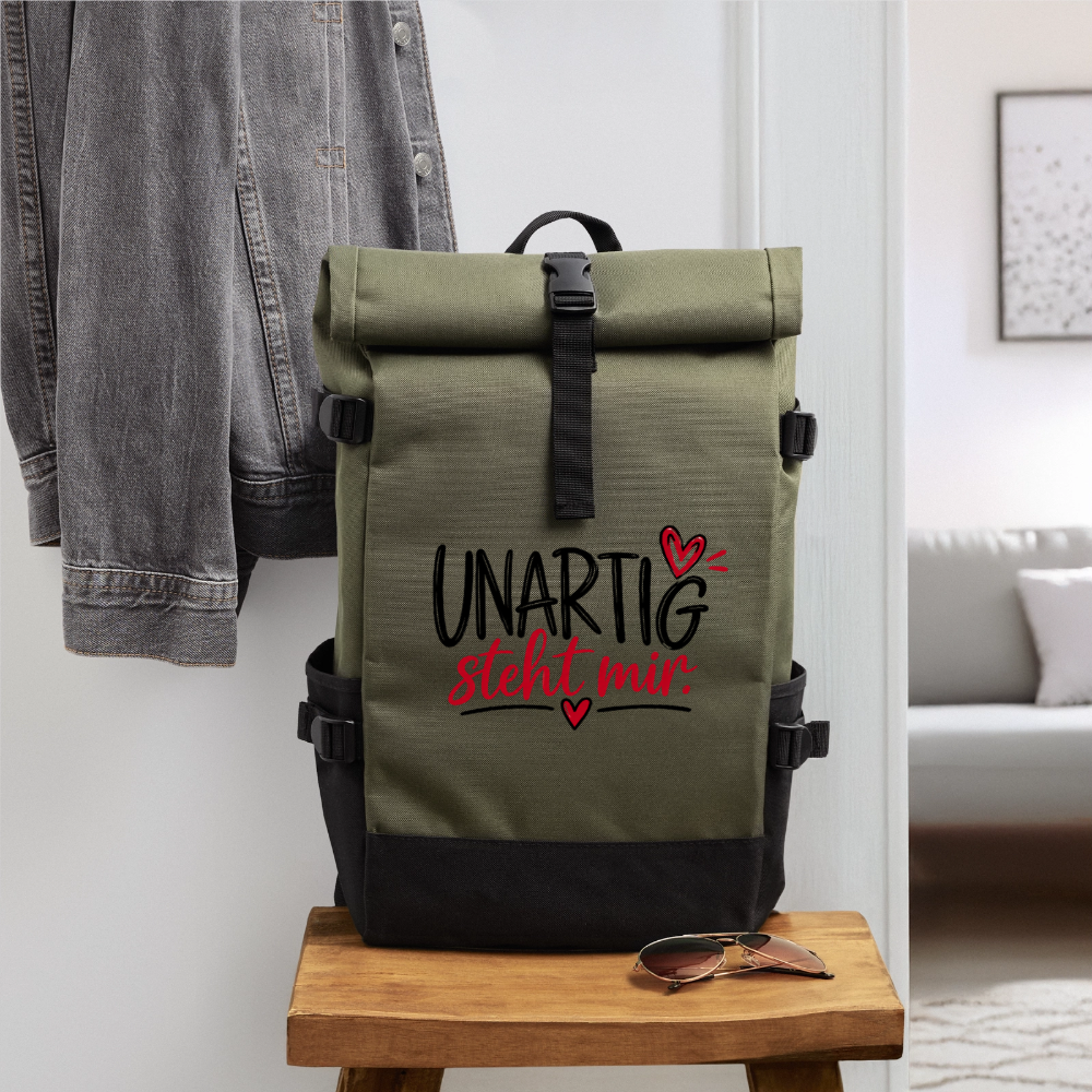 Rolltop Rucksack - Olive/Schwarz