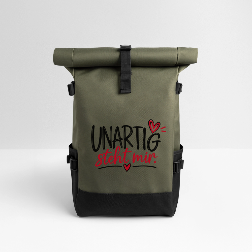 Rolltop Rucksack - Olive/Schwarz