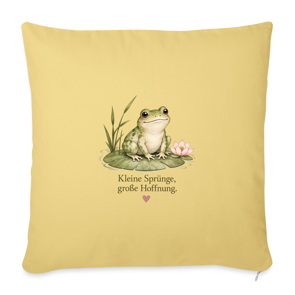 Sofakissen mit Füllung 44 x 44 cm Frosch Kleine Sprünge, große Hoffnung - Hellgelb