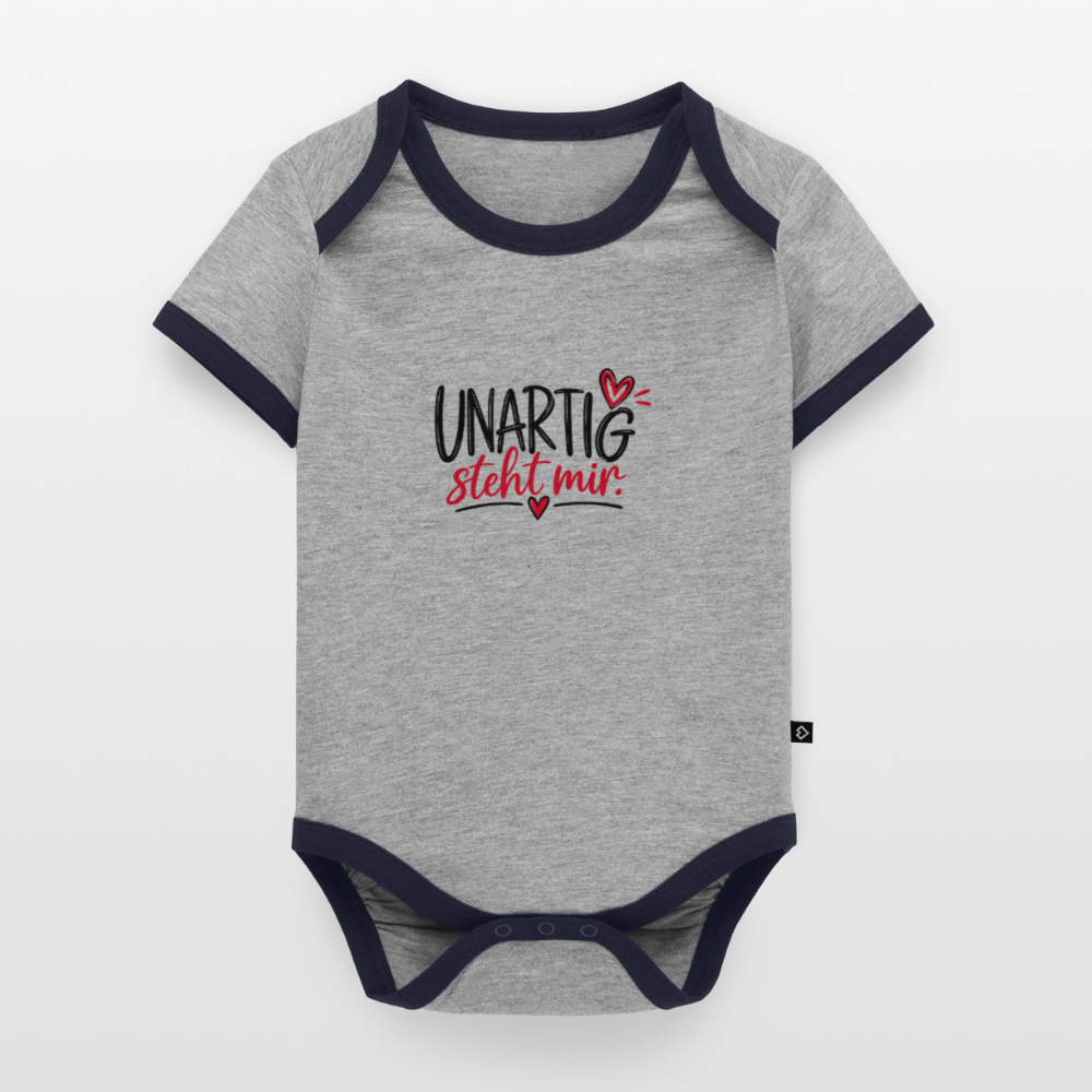 Baby Bio-Kurzarm-Kontrastbody - Grau/Navy 