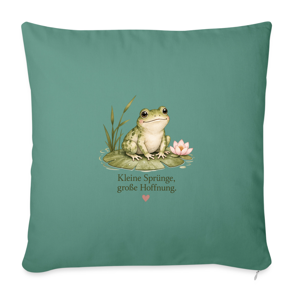 Sofakissen mit Füllung 44 x 44 cm Frosch Kleine Sprünge, große Hoffnung - Tanngrün