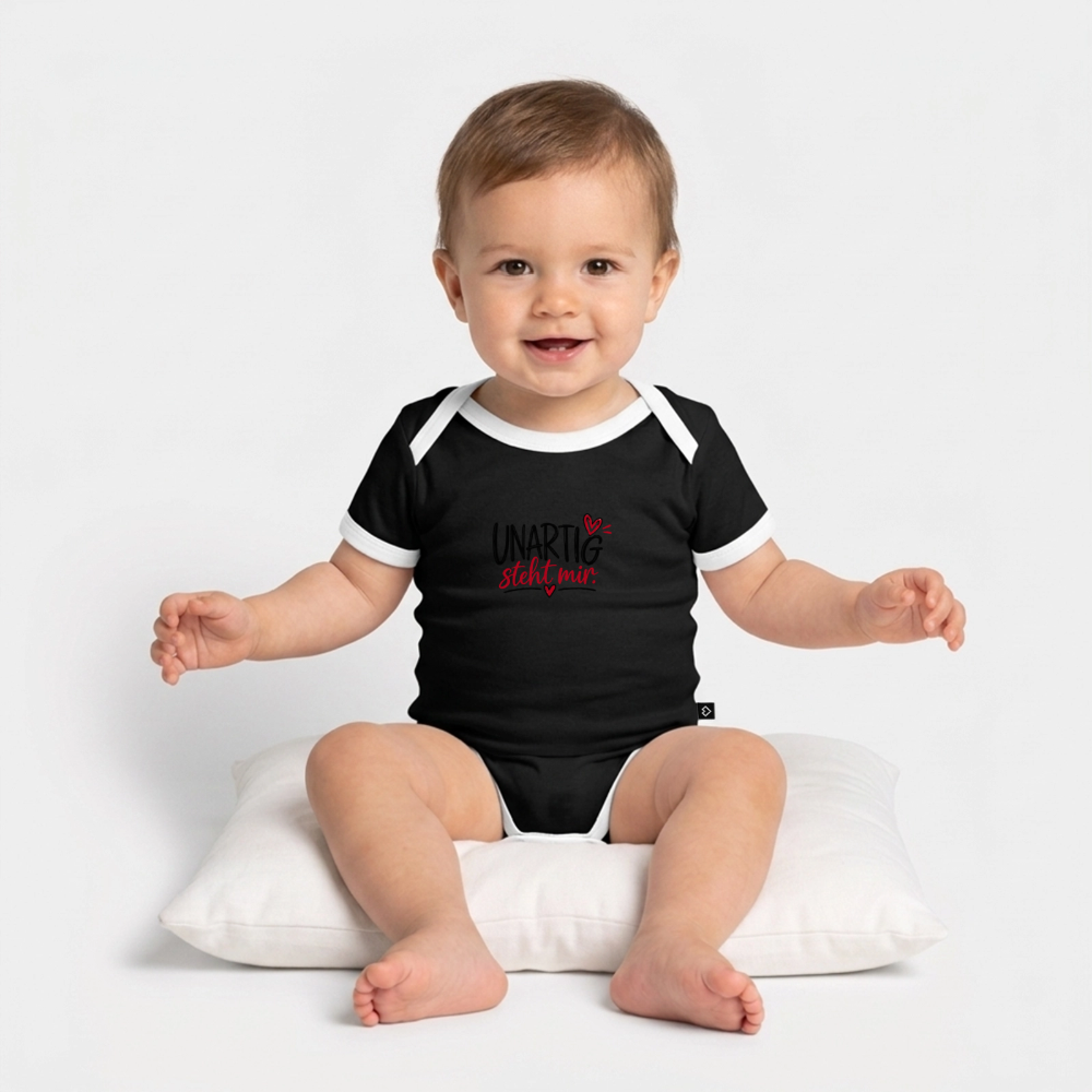 Baby Bio-Kurzarm-Kontrastbody - Schwarz/Weiß 