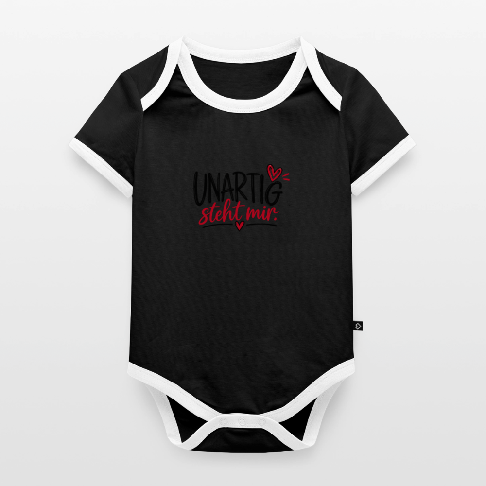 Baby Bio-Kurzarm-Kontrastbody - Schwarz/Weiß 