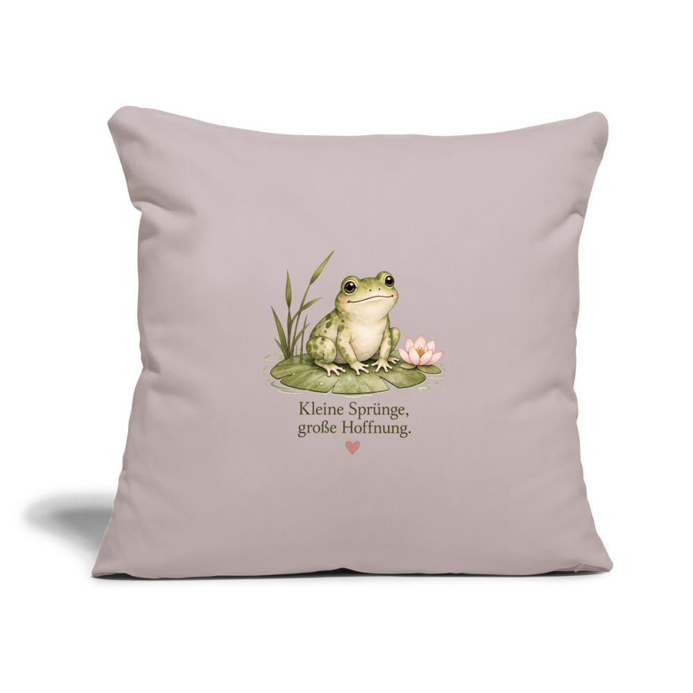 Sofakissen mit Füllung 44 x 44 cm Frosch Kleine Sprünge, große Hoffnung - helles Taupe