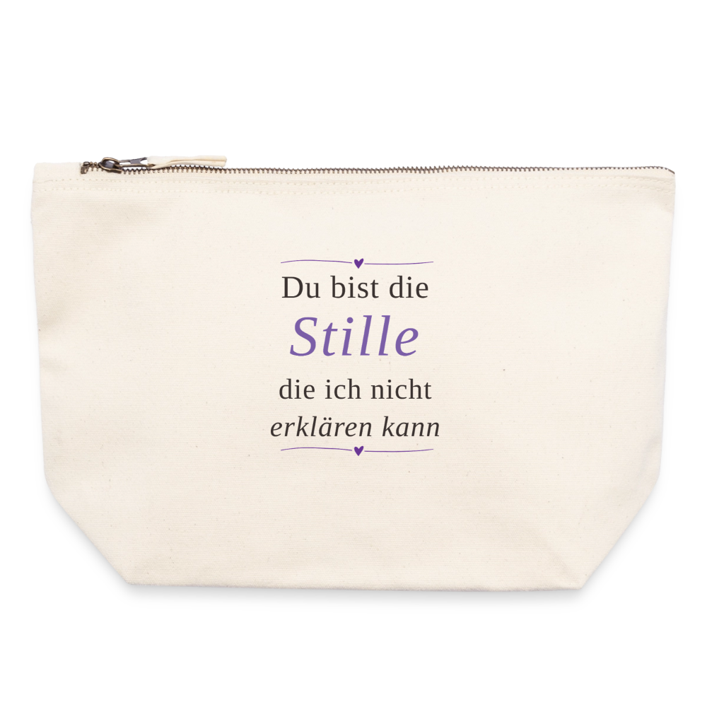 Canvas Reißverschluss-Täschchen 22 × 23 cm – „Du bist die Stille, die ich nicht erklären kann" | Wortmelodie Moments
