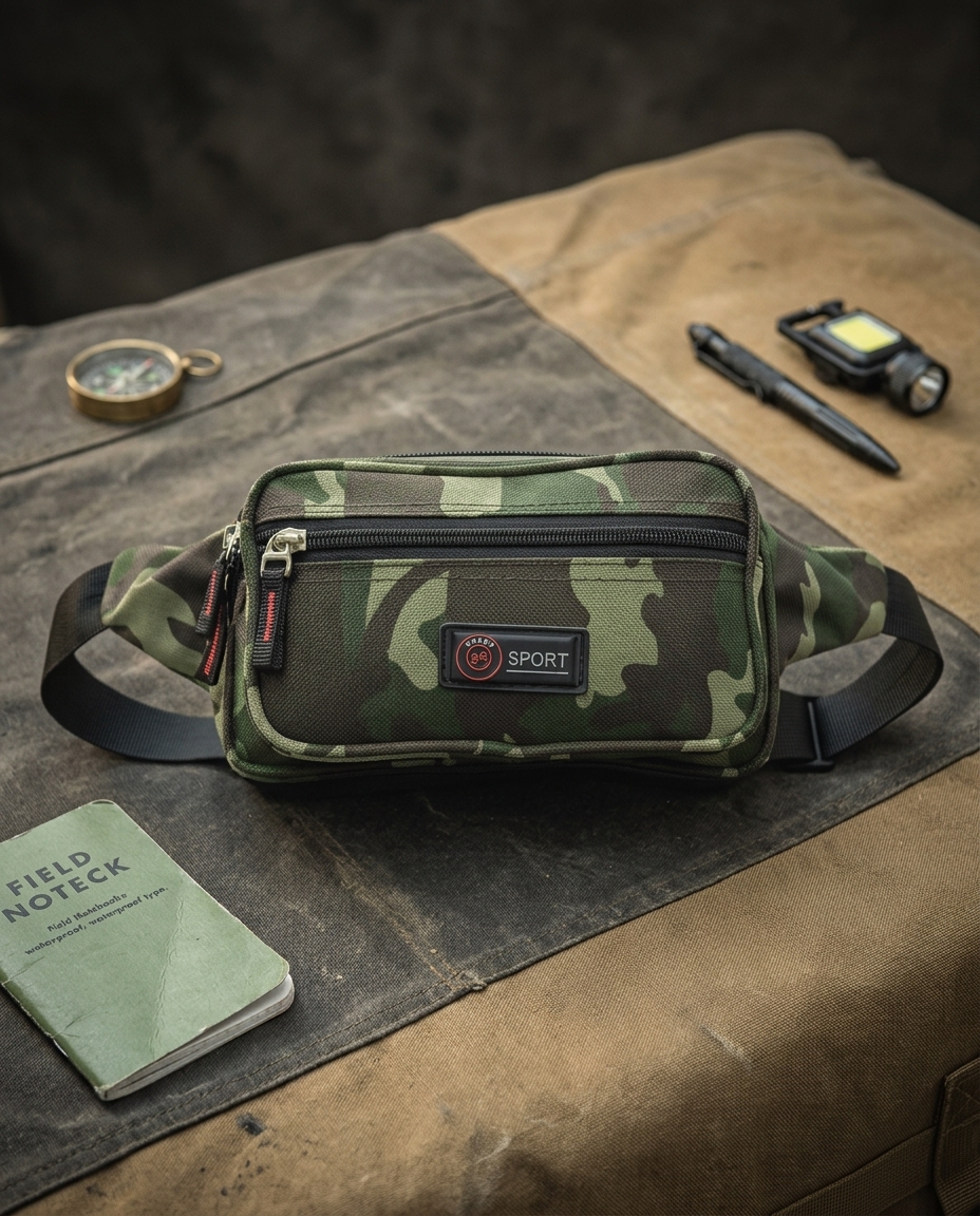Gürteltasche Camo Grün „Wortmelodie Moments“ – Stylische Crossbody-Hüfttasche für jedes Abenteuer
