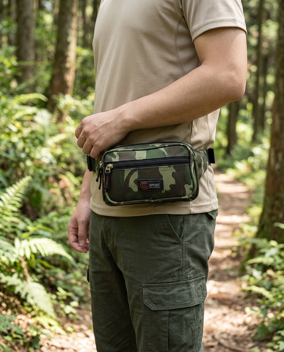 Gürteltasche Camo Grün „Wortmelodie Moments“ – Stylische Crossbody-Hüfttasche für jedes Abenteuer