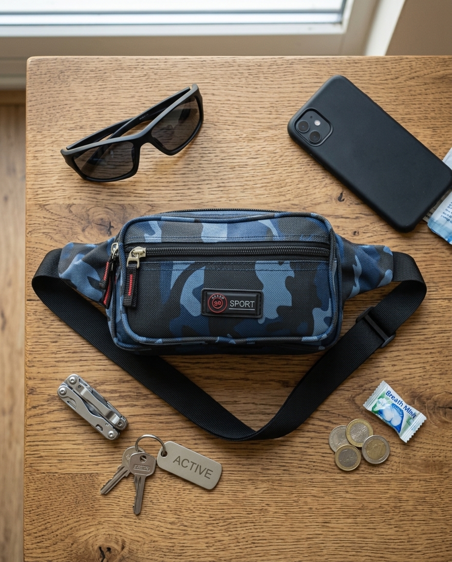 Praktische und Stylische Camouflage Gürteltasche Blau – Freiheit und Komfort für Dein Abenteuer