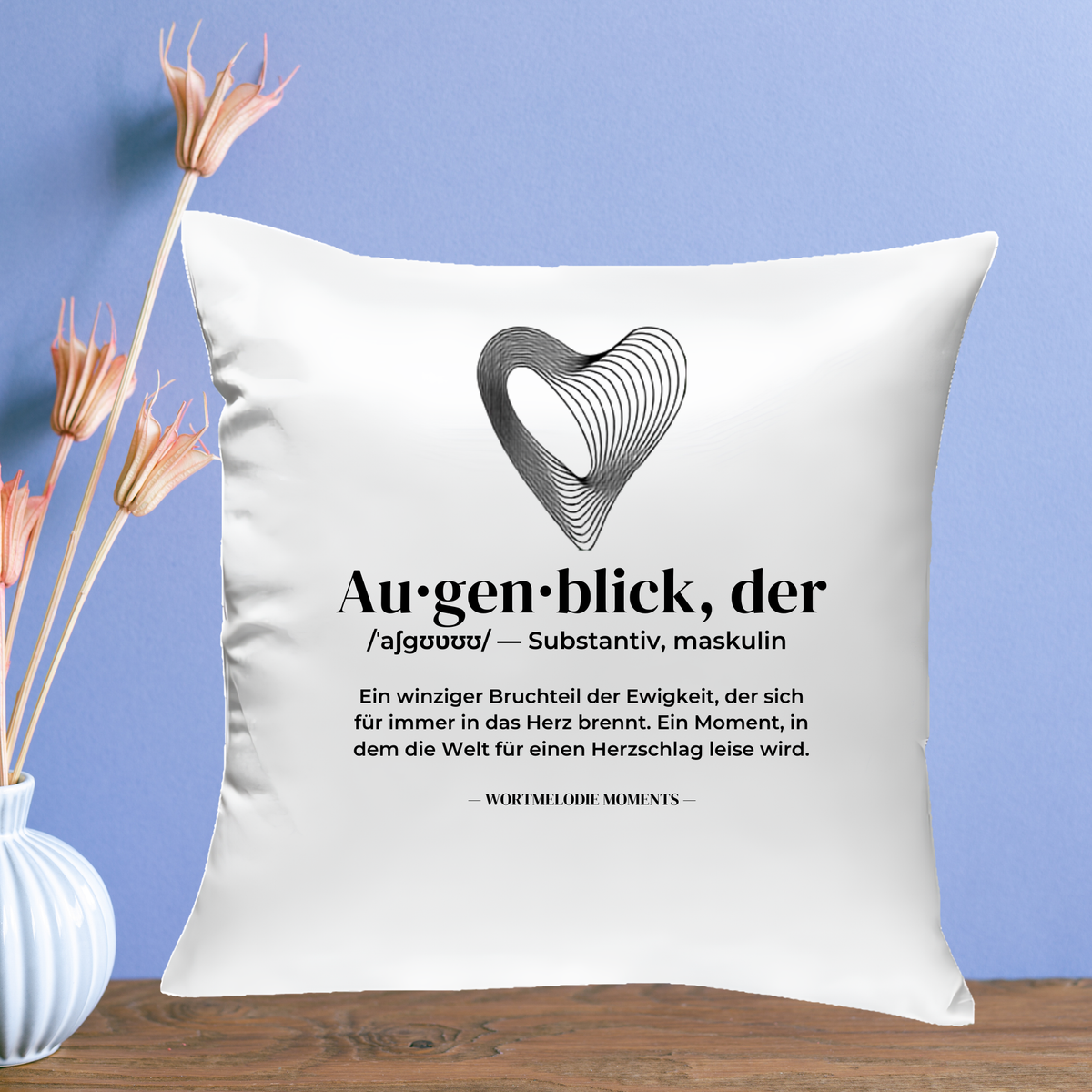 Kopfkissen Augenblick von Wortmelodie Moments in 40x40 cm für besten Schlafkomfort.
