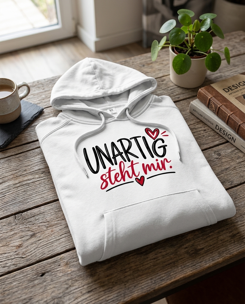 Detailansicht des Motivs und der weichen Baumwoll-Oberfläche des Damen Hoodies von Wortmelodie Moments in verschiedenen Farben
