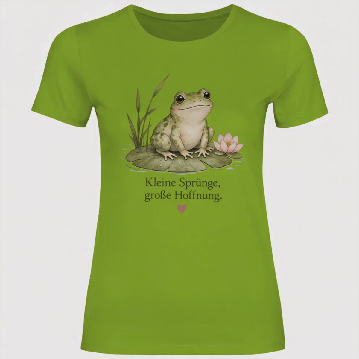 Damen T-Shirt Frosch „Kleine Sprünge, große Hoffnung“ – Figurbetontes Lieblingsstück in vielen Farben